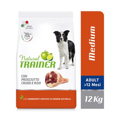 2x12kg Natural Trainer Medium Adult con Prosciutto Crudo e Riso 2x12kg Natural Trainer Medium Adult con Prosciutto Crudo e Riso